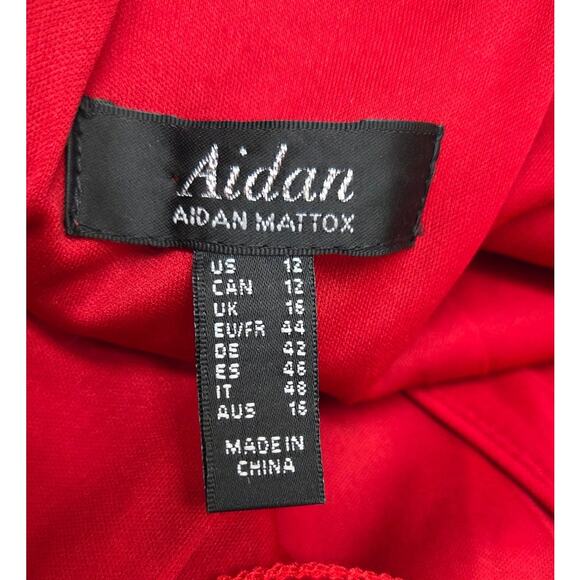 Aidan Mattox Red Crepe & Lace Cocktail Dress NWT Sz 12 - Picture 8 of 10